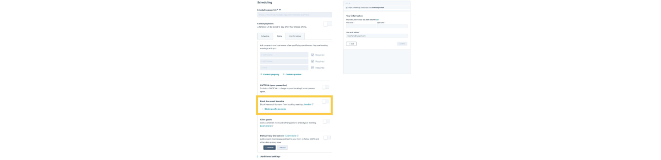 HubSpot Meeting Scheduler Adds Domain Control