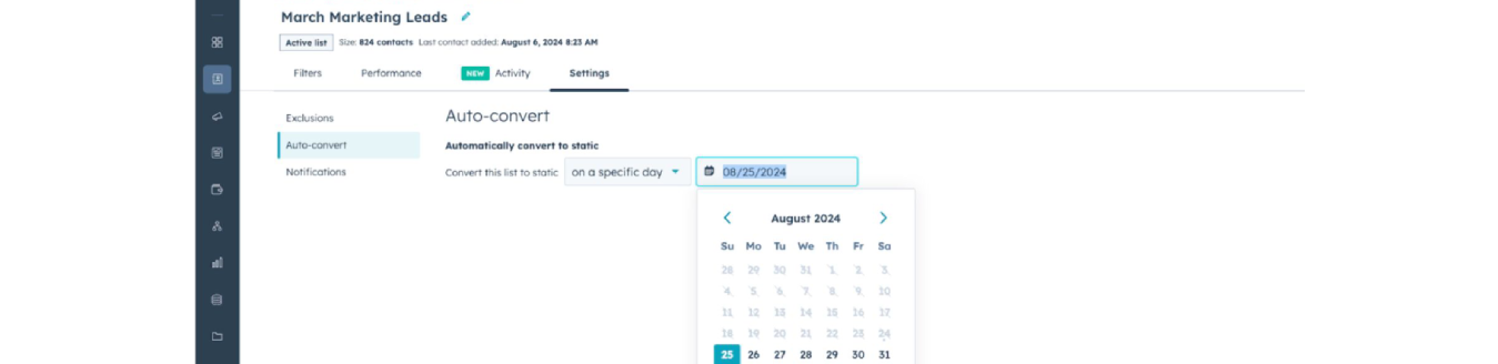 HubSpot's Scheduled List Conversion