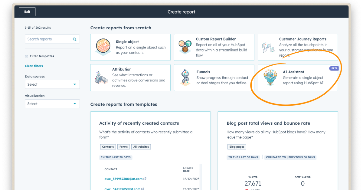 Generate reports with HubSpot AI