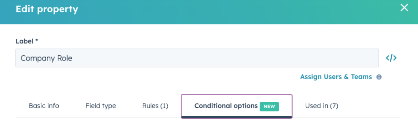 HubSpot Conditional Property Options