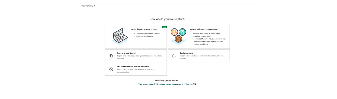 Quick contact import HubSpot